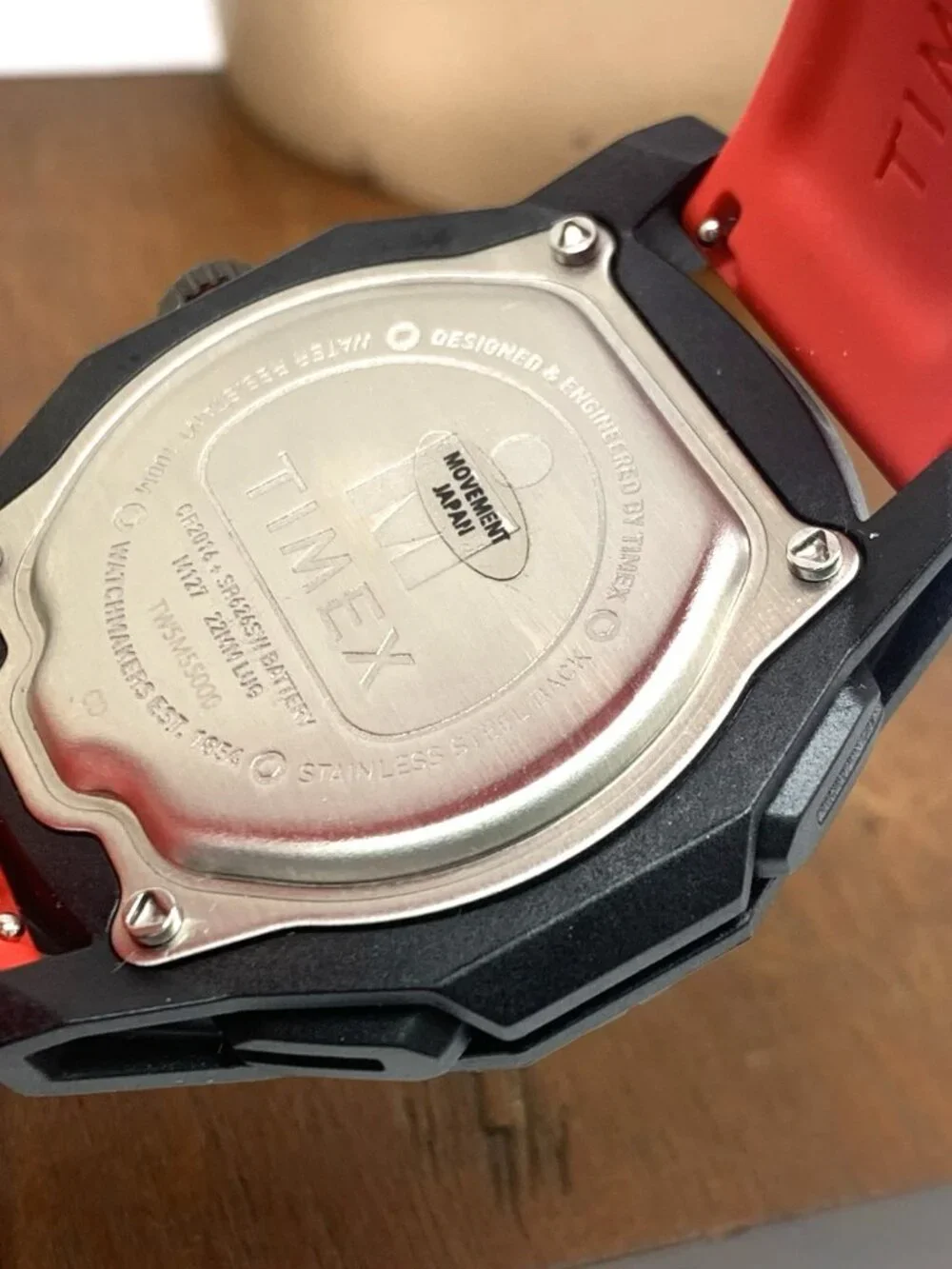 Timex Men's Watch TW5M55000 Ironman Quartz Sport Red Black Rubber Band 46mm